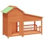 Caseta para perros madera maciza de pino marrón 143x60,5x109 cm de , Casetas y cercados para perros - Ref: Foro24-172261, Pre...