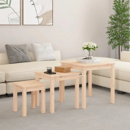 Mesas apilables 3 unidades madera maciza de pino by , Side tables - Ref: Foro24-824973, Price: 76,45 €, Discount: %