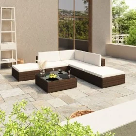 Set muebles de jardín 6 piezas y cojines ratán sintético marrón de , Conjuntos de jardín - Ref: Foro24-41256, Precio: 544,02 ...