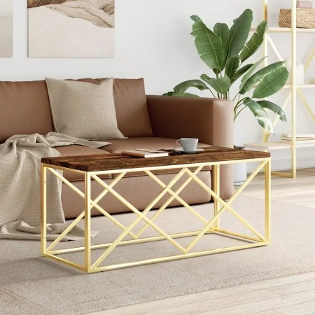 Mesa de centro acero inoxidable y madera maciza reciclada de , Mesas de centro - Ref: Foro24-349966, Precio: 102,25 €, Descue...