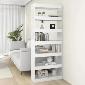 Estantería/divisor madera ingeniería blanco brillo 80x30x198 cm by , Bookcases and shelves - Ref: Foro24-811733, Price: 130,0...