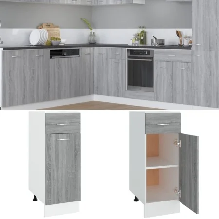 Armario bajo de cocina “Lyon” madera de ingeniería gris by , Kitchen cabinets - Ref: Foro24-815568, Price: 72,71 €, Discount: %