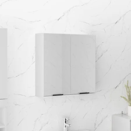 Armario de baño con espejo blanco brillante 64x20x67 cm de , Tocadores de baño - Ref: Foro24-811319, Precio: 93,28 €, Descuen...