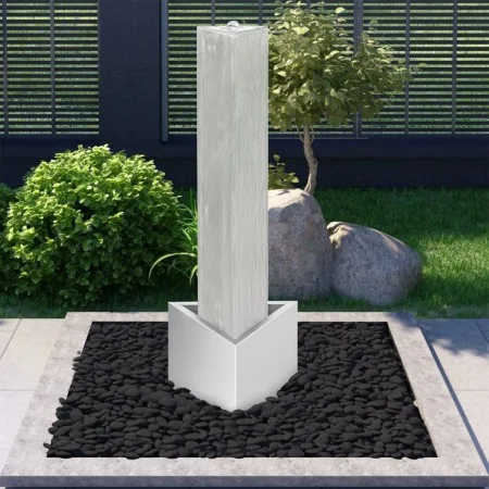 Fuente de jardín de acero inoxidable plateado 37,7x32,6x110 cm von , Brunnen und Wasserfälle - Ref: Foro24-48094, Preis: 526,...