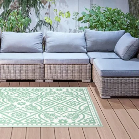 Esschert Design Alfombra de exterior azulejos verde blanco 182x122 cm von , Outdoor-Protektoren - Ref: Foro24-433913, Preis: ...