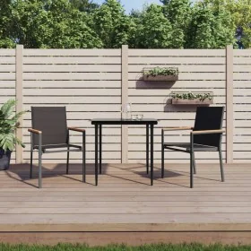 Sillas de jardín 2 uds textilene y acero negro 55x61,5x90 cm by , Garden chairs - Ref: Foro24-364099, Price: 116,54 €, Discou...