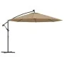 Sombrilla voladiza jardín con luces LED palo acero taupe 350 cm by , Umbrellas - Ref: Foro24-44526, Price: 135,62 €, Discount: %