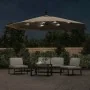 Sombrilla voladiza jardín con luces LED palo acero taupe 350 cm by , Umbrellas - Ref: Foro24-44526, Price: 135,62 €, Discount: %