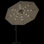 Sombrilla voladiza jardín con luces LED palo acero taupe 350 cm by , Umbrellas - Ref: Foro24-44526, Price: 135,62 €, Discount: %