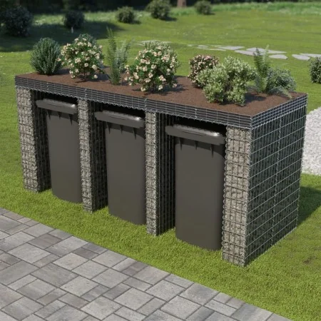 Muro de gaviones para contenedor de basura acero 270x100x130 cm von , Halterungen für Abfallbehälter - Ref: Foro24-143606, Pr...