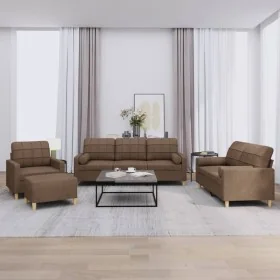 Juego de sofás con cojines 4 piezas tela marrón by , Sofas - Ref: Foro24-3201269, Price: 663,98 €, Discount: %