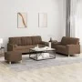 Juego de sofás con cojines 3 piezas tela marrón by , Sofas - Ref: Foro24-3201333, Price: 529,28 €, Discount: %