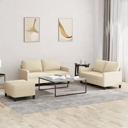 Juego de sofás con cojines 3 piezas tela crema by , Sofas - Ref: Foro24-3201454, Price: 450,53 €, Discount: %