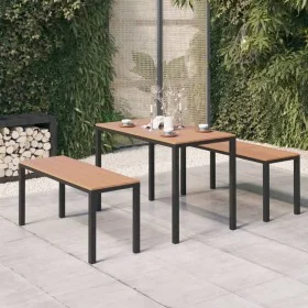 Set de comedor de jardín 3 pzas acero y WPC marrón y negro by , Garden sets - Ref: Foro24-317140, Price: 244,03 €, Discount: %