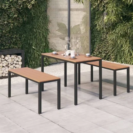Set de comedor de jardín 3 pzas acero y WPC marrón y negro by , Garden sets - Ref: Foro24-317140, Price: 244,03 €, Discount: %