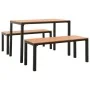 Set de comedor de jardín 3 pzas acero y WPC marrón y negro by , Garden sets - Ref: Foro24-317140, Price: 244,03 €, Discount: %