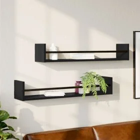 Estantes de pared con barras 2 unidades negro 80x16x14 cm by , Shelves and shelves - Ref: Foro24-835439, Price: 41,24 €, Disc...