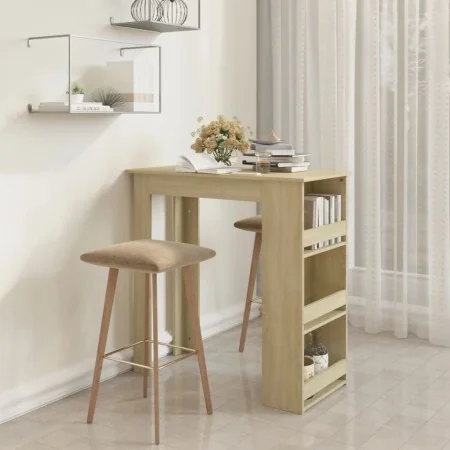 Mesa bar estante almacenaje contrachapada roble 102x50x103,5 cm by , Kitchen and dining tables - Ref: Foro24-809470, Price: 9...