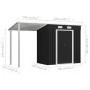 Cobertizo jardín con tejado extendido acero gris 346x121x181 cm von , Schuppen - Ref: Foro24-144034, Preis: 473,38 €, Rabatt: %