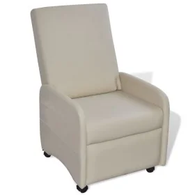 Sillón plegable de cuero sintético color crema by , Armchairs - Ref: Foro24-241680, Price: 238,82 €, Discount: %
