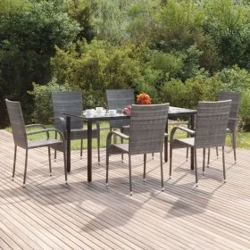 Juego de comedor de jardín 7 piezas ratán sintético gris by , Garden sets - Ref: Foro24-3156665, Price: 394,73 €, Discount: %