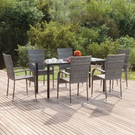 Juego de comedor de jardín 7 piezas ratán sintético gris von , Gartensets - Ref: Foro24-3156665, Preis: 388,23 €, Rabatt: %