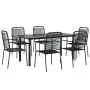 Juego de comedor jardín 7 pzas acero y cuerda de algodón negro von , Gartensets - Ref: Foro24-3156537, Preis: 430,66 €, Rabat...