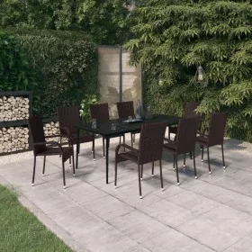 Juego de comedor para jardín 9 piezas marrón y negro de , Conjuntos de jardín - Ref: Foro24-3099406, Precio: 641,41 €, Descue...