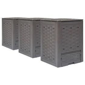 Compostador de jardín 3 uds plástico ratán 60x60x83 cm 900 L von , Komposter - Ref: Foro24-278918, Preis: 252,36 €, Rabatt: %