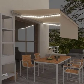 Toldo manual retráctil con persiana y LEDs 4,5x3 m color crema by , Awnings - Ref: Foro24-3069442, Price: 428,04 €, Discount: %
