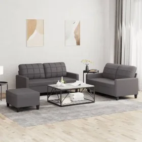 Juego de sofás con cojines 3 piezas cuero sintético gris von , Sofas - Ref: Foro24-3201365, Preis: 418,90 €, Rabatt: %