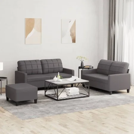 Juego de sofás con cojines 3 piezas cuero sintético gris by , Sofas - Ref: Foro24-3201365, Price: 418,90 €, Discount: %