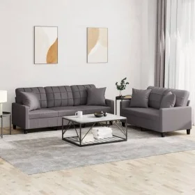 Juego de sofás con cojines 2 piezas cuero sintético gris by , Sofas - Ref: Foro24-3201390, Price: 469,55 €, Discount: %