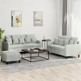 Juego de sofás con cojines 3 piezas terciopelo gris claro by , Sofas - Ref: Foro24-3201710, Price: 503,51 €, Discount: %
