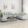 Juego de sofás con cojines 3 piezas terciopelo gris claro by , Sofas - Ref: Foro24-3201710, Price: 509,36 €, Discount: %