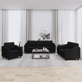 Juego de sofás con cojines 3 piezas tela negro von , Sofas - Ref: Foro24-3201790, Preis: 666,93 €, Rabatt: %