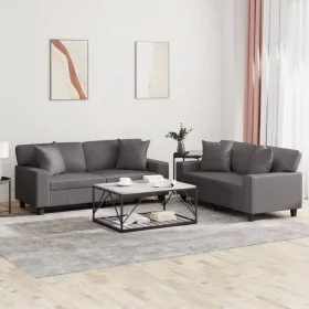 Juego de sofás con cojines 2 piezas cuero sintético gris von , Sofas - Ref: Foro24-3201926, Preis: 534,28 €, Rabatt: %