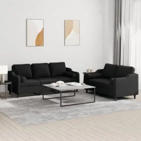 Juego de sofás con cojines 2 piezas tela negro von , Sofas - Ref: Foro24-3201854, Preis: 528,94 €, Rabatt: %