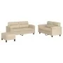 Juego de sofás con cojines 3 piezas tela microfibra crema by , Sofas - Ref: Foro24-3202324, Price: 504,34 €, Discount: %