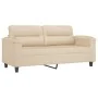 Juego de sofás con cojines 3 piezas tela microfibra crema by , Sofas - Ref: Foro24-3202324, Price: 504,34 €, Discount: %