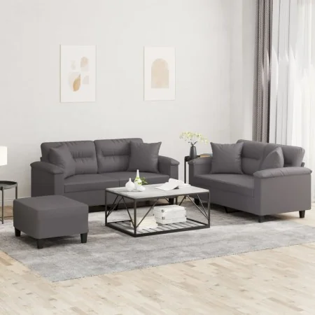 Juego de sofás con cojines 3 piezas cuero sintético gris von , Sofas - Ref: Foro24-3202379, Preis: 544,88 €, Rabatt: %