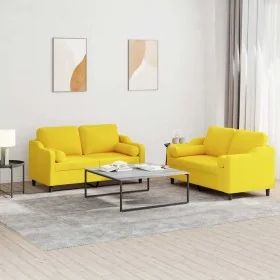Juego de sofás con cojines 2 piezas tela amarillo claro by , Sofas - Ref: Foro24-3201823, Price: 438,67 €, Discount: %