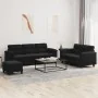 Juego de sofás con cojines 3 piezas tela microfibra negro by , Sofas - Ref: Foro24-3202347, Price: 612,77 €, Discount: %