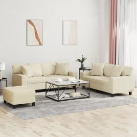 Juego de sofás con cojines 3 piezas cuero sintético color crema von , Sofas - Ref: Foro24-3201930, Preis: 534,05 €, Rabatt: %