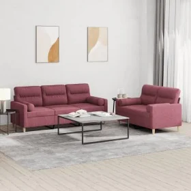 Juego de sofás con cojines 2 piezas tela rojo tinto by , Sofas - Ref: Foro24-3201622, Price: 491,16 €, Discount: %