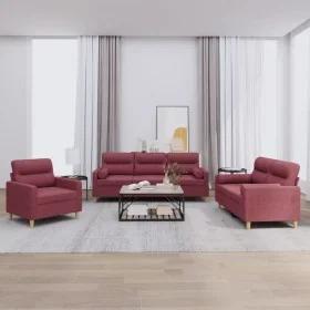 Juego de sofás con cojines 3 piezas tela rojo tinto von , Sofas - Ref: Foro24-3201558, Preis: 629,60 €, Rabatt: %