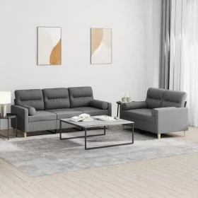 Juego de sofás con cojines 2 piezas tela gris oscuro by , Sofas - Ref: Foro24-3201617, Price: 509,30 €, Discount: %