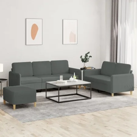 Juego de sofás con cojines 3 piezas tela gris oscuro by , Sofas - Ref: Foro24-3202127, Price: 525,89 €, Discount: %