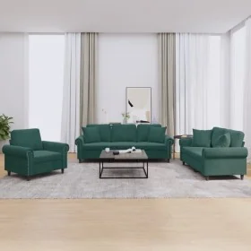 Juego de sofás con cojines 3 piezas terciopelo verde oscuro von , Sofas - Ref: Foro24-3202192, Preis: 811,40 €, Rabatt: %