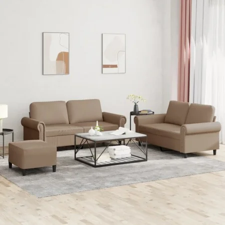 Juego de sofás con cojines 3 piezas cuero sintético capuchino by , Sofas - Ref: Foro24-3202159, Price: 487,19 €, Discount: %